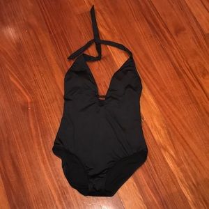 Clean Water plunge tie black swimsuit one piece M